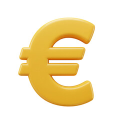 Obraz premium A vibrant, golden-yellow European currency symbol, rendered in a three-dimensional style, isolated against a stark black background, showcasing its financial representation.