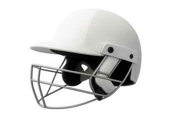 Naklejka premium Cricket helmet ensuring safety during matches, featuring a metal grill for face protection, isolated on a transparent background