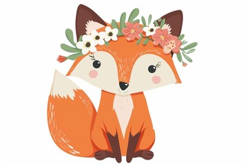 fox and flowers