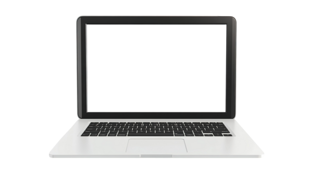 Laptop modern frameless with blank screen isolated on transparent background - super high detailed photorealistic esp 10 vector