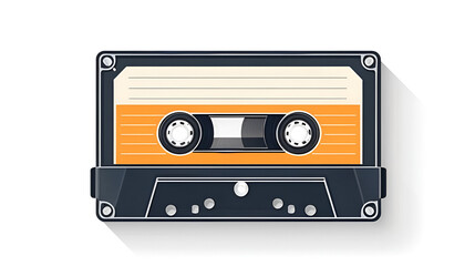 Obraz premium Old music cassette tape icon in flat style, isolated on white background, Retro music audio cassette, vector illustration