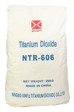 Lima, Peru, April 15, 2023: NTR-606 Titanium Dioxide Pigment Sack Industrial 25kg