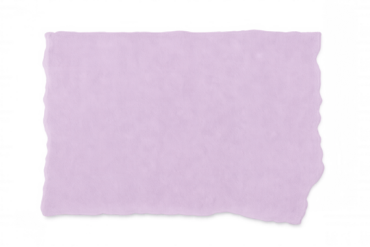 Purple paper fragment with ragged edges, ripped and floating against transparent backdrop, offering clean design placement area