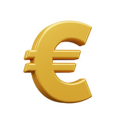 A golden, three-dimensional rendering of the Euro currency symbol, showcasing its iconic shape and metallic texture against a stark black background, ideal for financial themes.