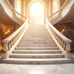 Grand marble staircase in a luxurious hall