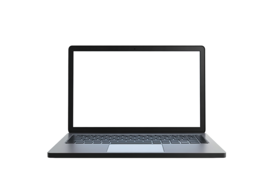 Laptop modern frameless with blank screen isolated on transparent background - super high detailed photorealistic esp 10 vector