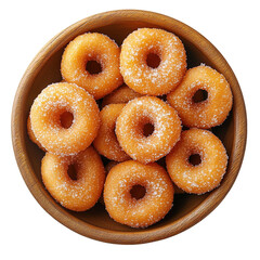 Flying donuts. Mix of multicolored doughnuts with sprinkel on blue background.