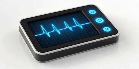 Portable medical device showing a heartbeat waveform