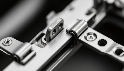 Closeup of metal hinge mechanism showing detailed craftsmanship  