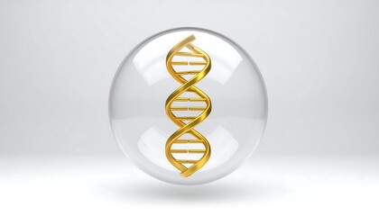 Golden DNA helix in a transparent sphere
