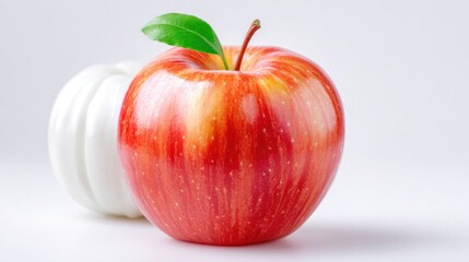 Apple Freshness: A vibrant red apple, symbol of health, stands proudly beside a simple, elegant element, creating a scene of freshness, flavor, and natural simplicity.