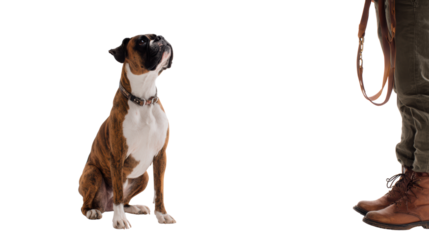 A loyal dog waits attentively beside its owner, showcasing a strong bond in a heartwarming moment.