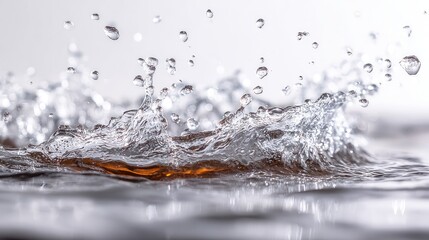 Water Splash: Capturing the fleeting moment as a droplet of water collides with a surface, resulting in a dynamic splash, the image conveys a sense of freshness and purity. 
