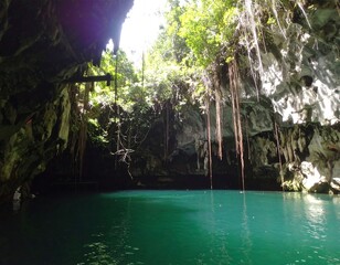 Lush, deep pool in a cave