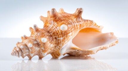 Ocean Shell: A beautifully detailed seashell showcasing intricate patterns and textures, symbolizing the mysteries and serenity of the deep sea. 