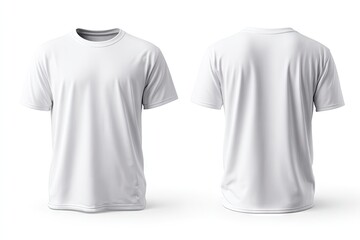 Blank white men's t-shirt, front and back views (1)