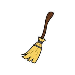 Obraz premium broomstick flat illustration