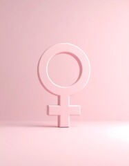 A pale pink female symbol stands on a pale pink background