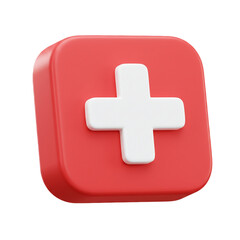 Fototapeta premium A vibrant, three-dimensional rendering showcases a white cross prominently displayed against a vivid red square, creating a visually striking and symbolic representation.