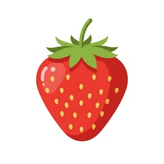 Fototapeta premium Vibrant Red Strawberry with Green Stem in Flat Design Style
