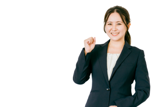 やる気に満ちたビジネスウーマン（ガッツポーズ・成功・笑顔・やる気）
