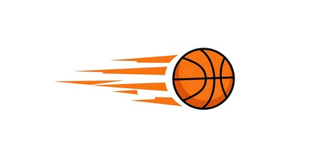 Basketball in Motion: A dynamic illustration of a basketball soaring through the air with streaks of speed, perfect for conveying sports energy and action.