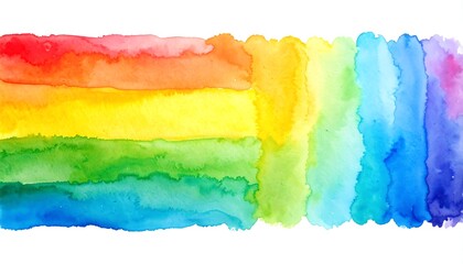 Watercolor rainbow stripes on white