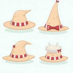 Charming Pastel Witch Hats: Whimsical Illustration