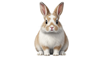 Adorable Little Bunny with Soft Fur and Big Ears Sitting Still on a Black Background