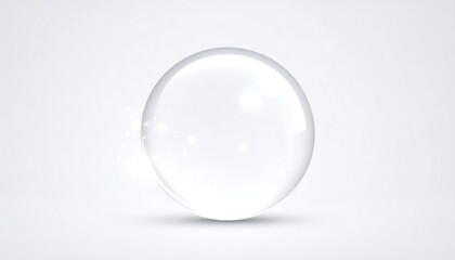 A perfect, translucent sphere, subtly glowing, sits on a light gray surface