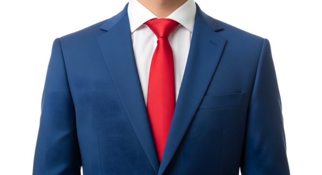Blue Suit with Red Tie Professional Style