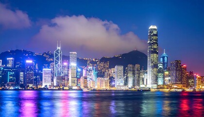 Obraz premium Hong Kong skyline at night (1)