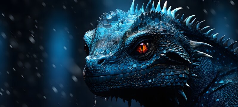 The black background contrasts sharply with the bright blue diamonds light emitted by the Ankylosauria ,generative AI