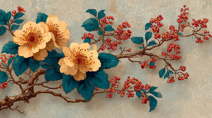 Minimalist Concrete Podium with Floating Green Leaves and Sunlight 