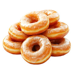 Flying donuts. Mix of multicolored doughnuts with sprinkel on blue background.