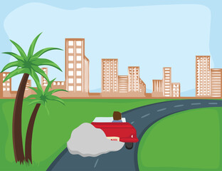 Abstract geometric city skyline with clean lines and vibrant color accents suitable for architectural presentations urban planning or modern branding