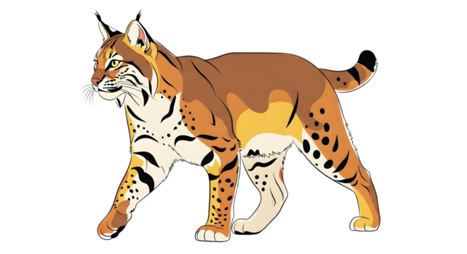 Walking Bobcat Illustration - Isolated Vector