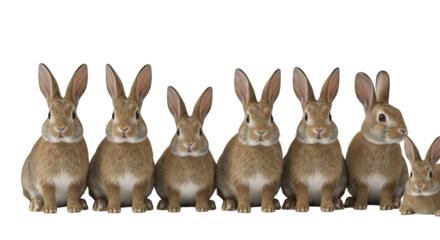 A Group of Adorable Fluffy Baby Bunnies Sit Together Looking Adorable and Cute in a Row Ready to Be Photographed