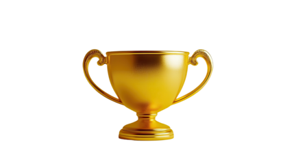 3d realistic golden trophy cup on white background