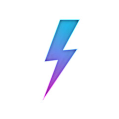 Neon Lightning Bolt: Vibrant Blue Purple Energy Symbol