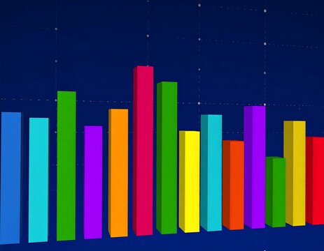 Colorful bar graph on a dark background