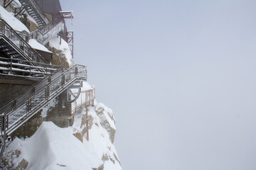Aiguille du Midi in snowy weather Chamonix Haute-Savoie France