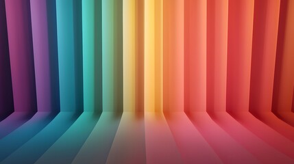 This image features evenly spaced vertical lines in a rainbow gradient, transitioning from cool blues and purples to warm yellows and reds, creating a vibrant, colorful backdrop.