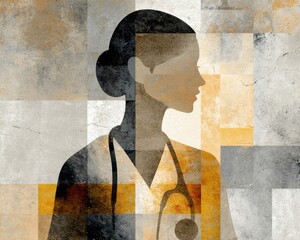 Medical Professional Silhouette Abstract Art