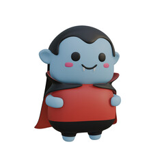 Adorable Cartoon Vampire A Cute and Friendly 3D Render for Halloween Celebrations