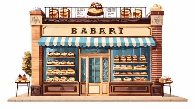 Bakery facade exterior in retro style design.