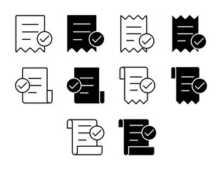 Invoice UI Icon Set Solid and Line Bill Payment Vector Style Collection