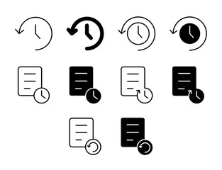 Recent UI Icon Set Solid and Line Latest History Vector Style Collection