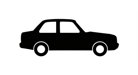 Fototapeta premium Simple Black Silhouette of a Classic Car on a White Background