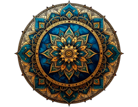 Intricate Circular Henna Mandala Design, Transparent PNG